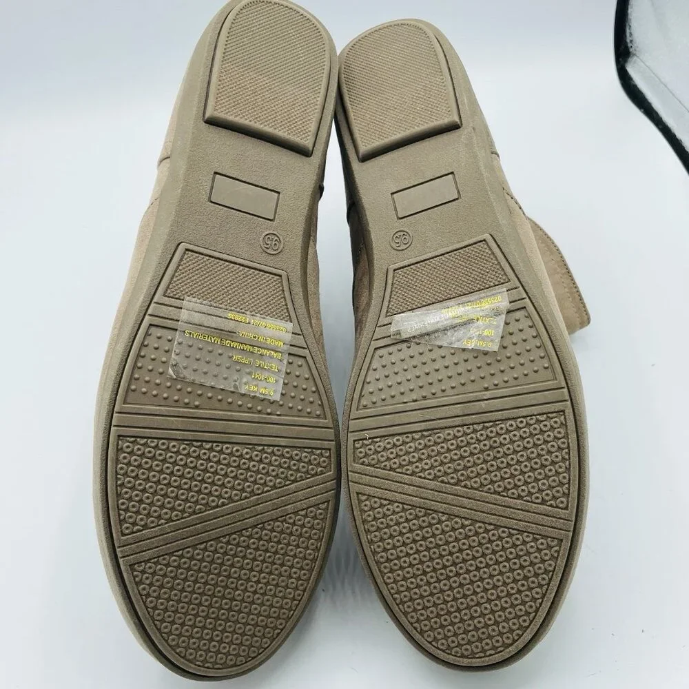 St Johns Bay Boots Womens Size 9.5 M Taupe Key Booties Braided Slip On Comfort